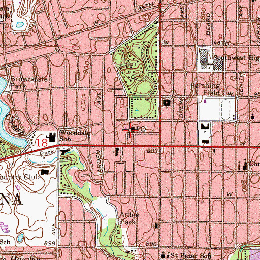 Topographic Map of Edina Post Office, MN