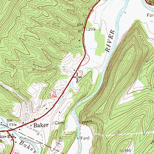 Topographic Map of Hardy County Emergency Ambulance, WV