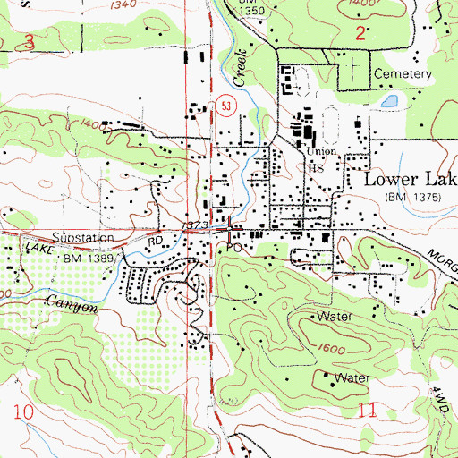 Topographic Map of Lower Lake, CA