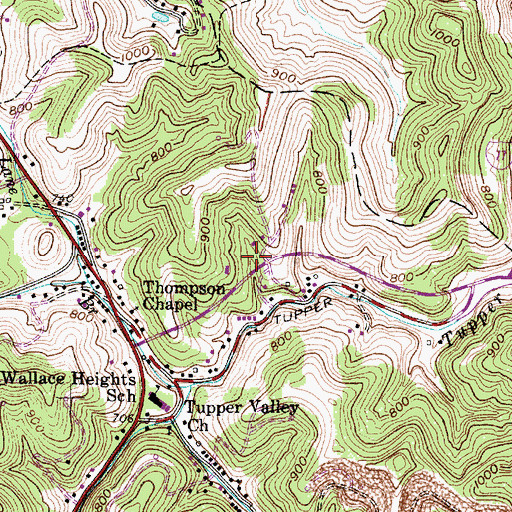 Topographic Map of Sissonville Millertown Pocatalico and Guthrie Volunteer Fire Department Johnson Station, WV