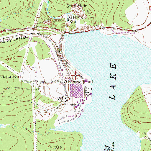 Topographic Map of Mount Storm Power Station Fire Department and Rescue, WV