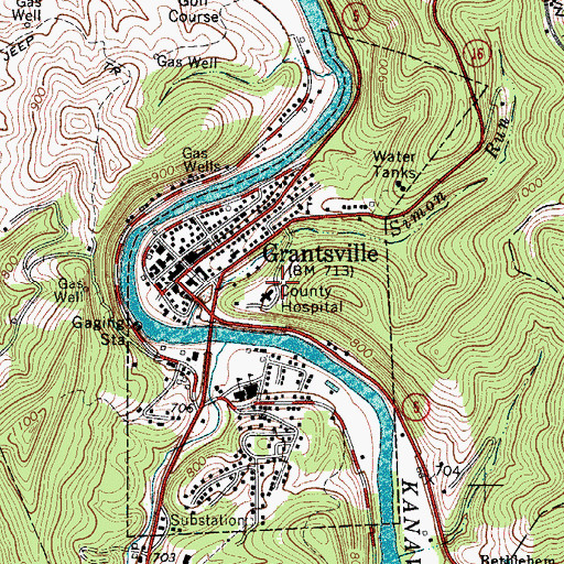 Topographic Map of Minnie Hamilton Health Care Center Emergency Medical Service, WV