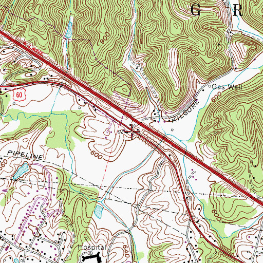Topographic Map of Cabell County Emergency Medical Services Station 7, WV