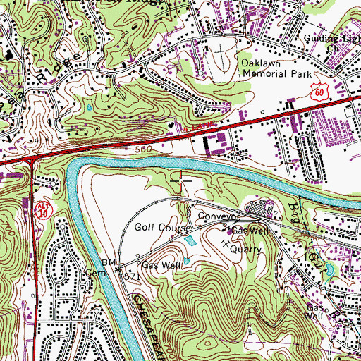 Topographic Map of Cabell County Emergency Medical Services Station 8, WV