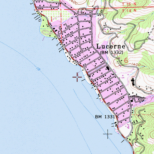 Topographic Map of Lucerne, CA