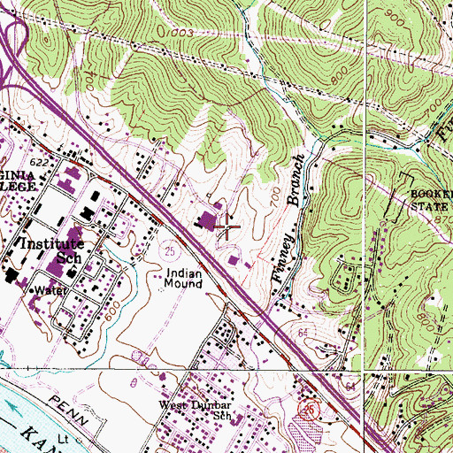 Topographic Map of Donel C Kinnard Memorial State Veterans Cemetery, WV
