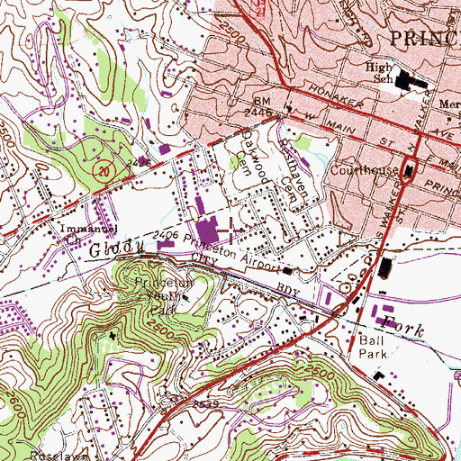 Topographic Map of Southern Hills Rehabilitation Hospital, WV