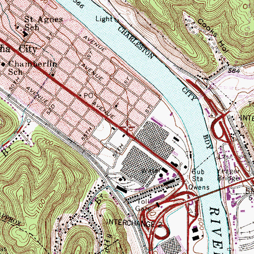 Topographic Map of Highland Hospital, WV