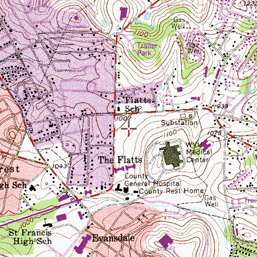 Topographic Map of Mountainview Regional Rehabilitation Hospital, WV