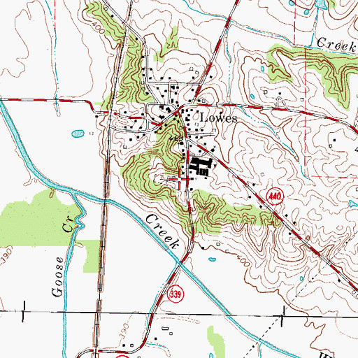 Topographic Map of Lowes Cemetery, KY