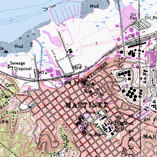 Topographic Map of Martinez, CA