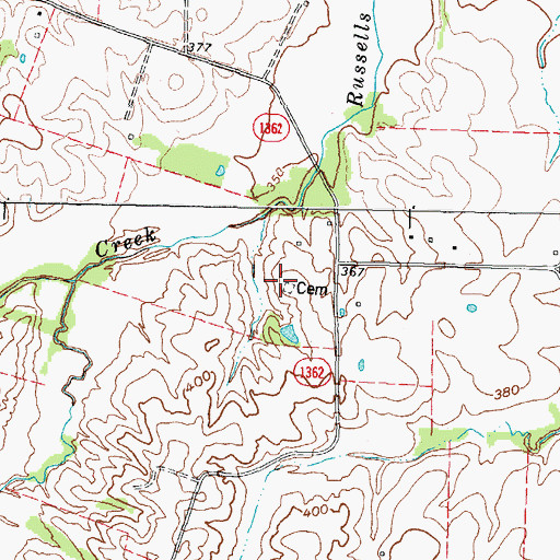 Topographic Map of Johnson Graveyard, KY