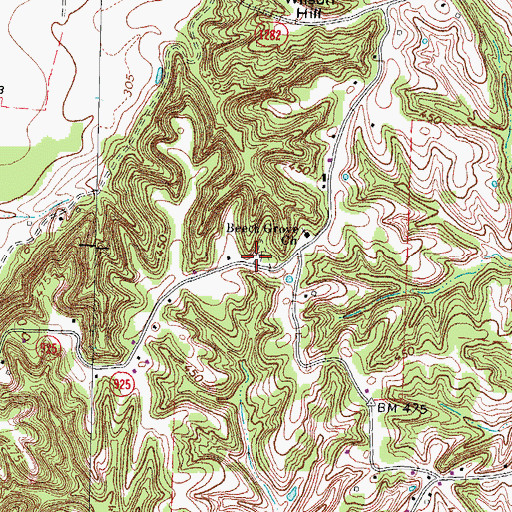 Topographic Map of Beech Grove Cemetery, KY