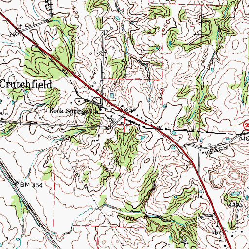 Topographic Map of Rock Springs Cemetery, KY