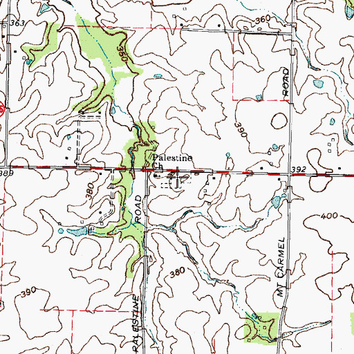 Topographic Map of Palestine Cemetery, KY