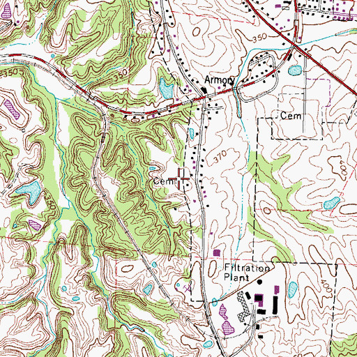 Topographic Map of Downing - Wilson Cemetery, KY