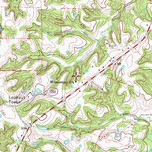 Topographic Map of Mississippi Cemetery, KY