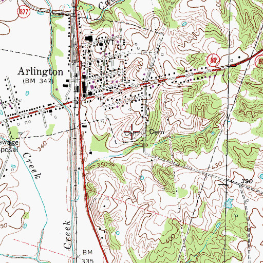 Topographic Map of Arlington Cemetery, KY