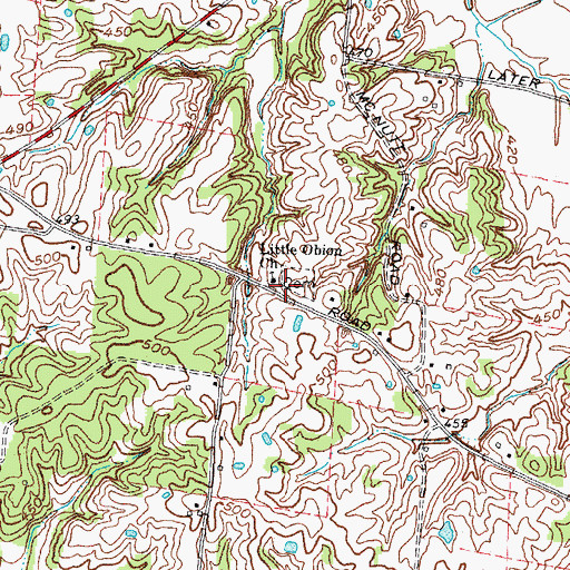 Topographic Map of Little Obion Cemetery, KY