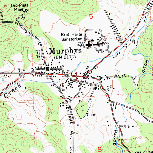 Topographic Map of Murphys, CA