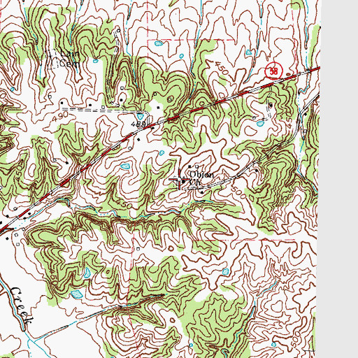 Topographic Map of Obion Cemetery, KY