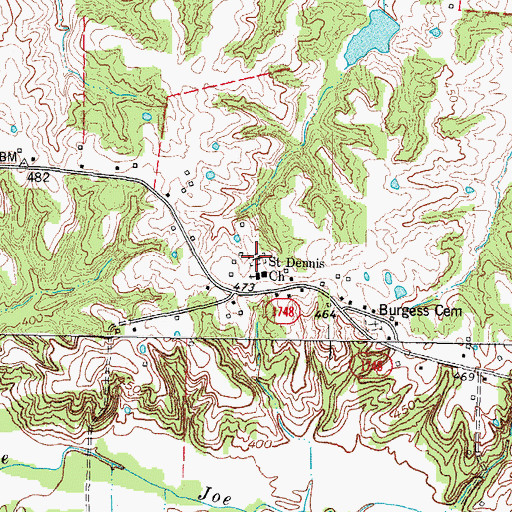 Topographic Map of Saint Dennis Cemetery, KY