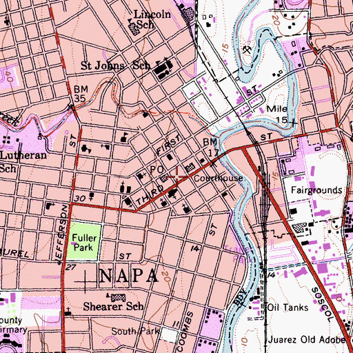 Topographic Map of Napa, CA