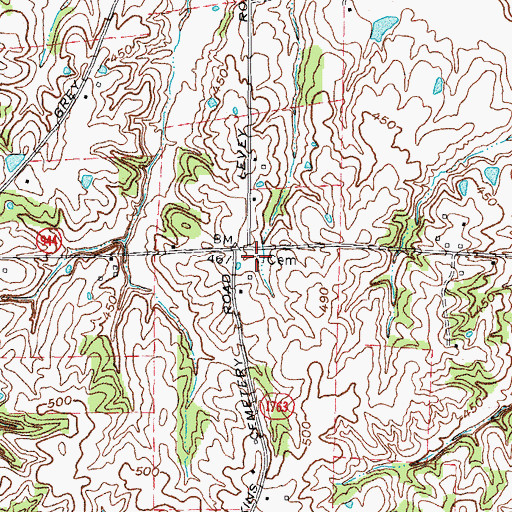 Topographic Map of Hopkins Cemetery, KY