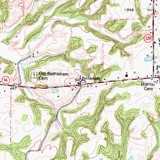Topographic Map of New Bethlehem Cemetery, KY