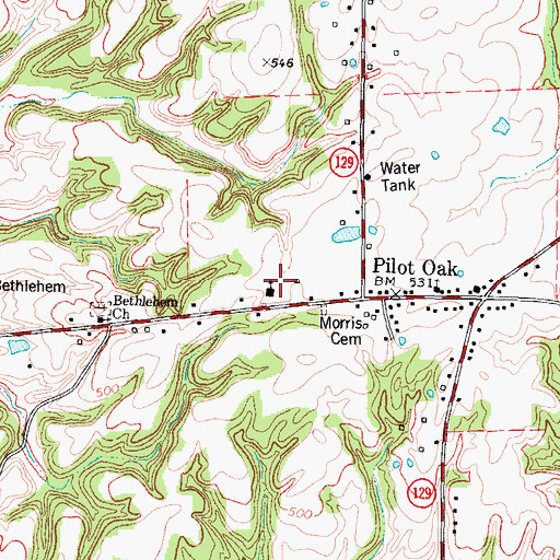 Topographic Map of Pilot Oak Baptist Cemetery, KY