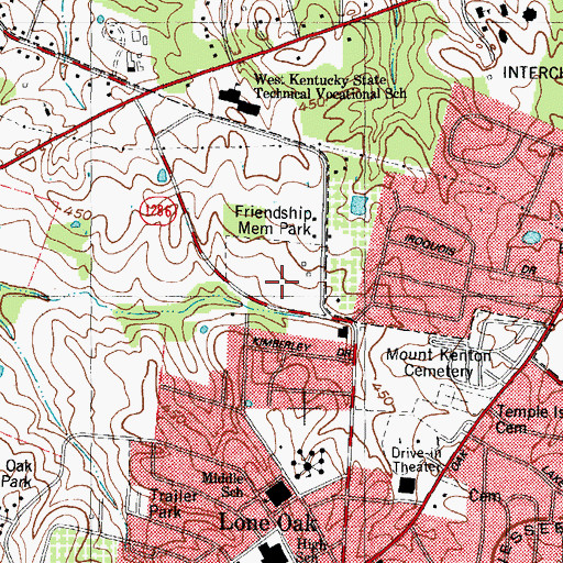 Topographic Map of Brooks Memorial Park, KY