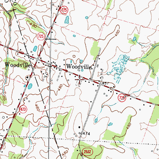 Topographic Map of Woodville Cemetery, KY