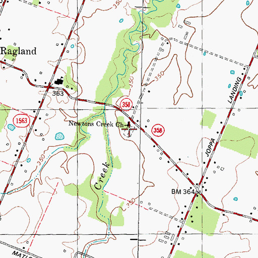 Topographic Map of Newtons Creek Cemetery, KY
