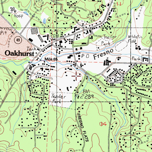 Topographic Map of Oakhurst, CA