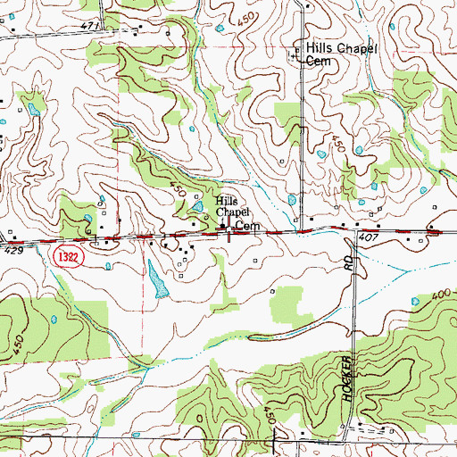 Topographic Map of Hills Chapel Church Cemetery, KY