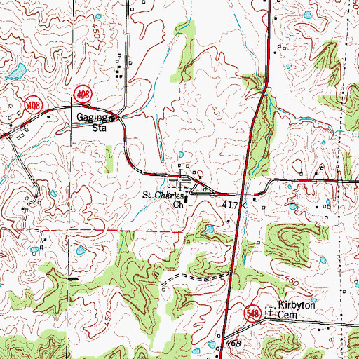Topographic Map of Saint Charles Cemetery, KY
