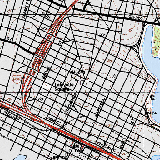 Topographic Map of Oakland, CA