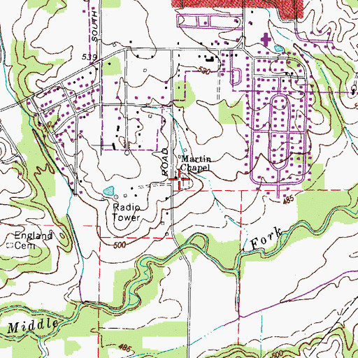 Topographic Map of Martin Chapel Cemetery, KY
