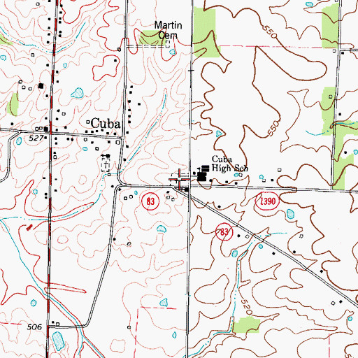 Topographic Map of Cuba Church of Christ Cemetery, KY