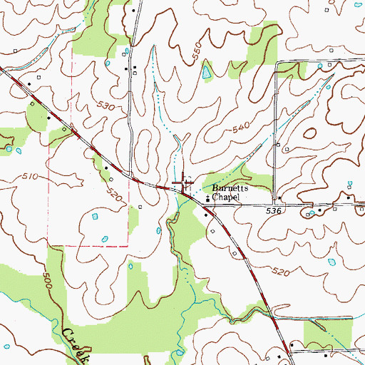 Topographic Map of Burnetts Chapel Cemetery, KY