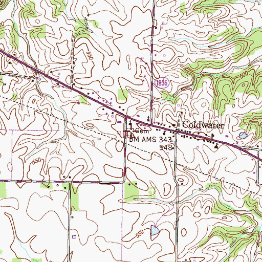 Topographic Map of Coldwater Church of Christ Cemetery, KY