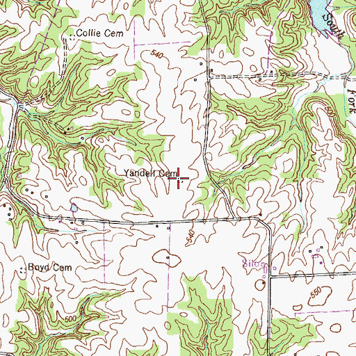 Topographic Map of Yandell Cemetery, KY