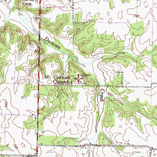 Topographic Map of Mount Carmel Cemetery, KY