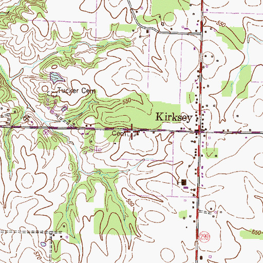 Topographic Map of Kirksey Cemetery, KY