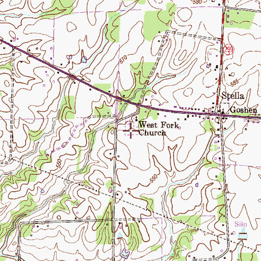 Topographic Map of West Fork Cemetery, KY