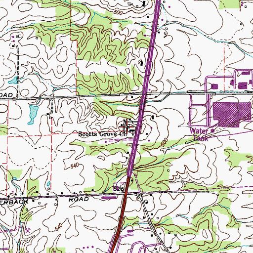 Topographic Map of Scotts Grove Cemetery, KY