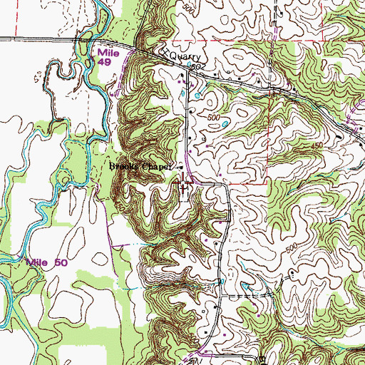 Topographic Map of Brooks Chapel - Gordon Cemetery, KY