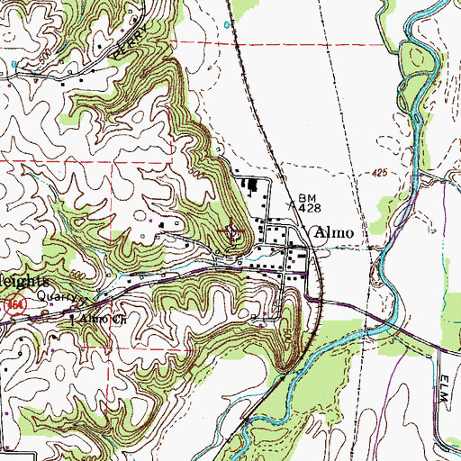 Topographic Map of Almo Cemetery, KY