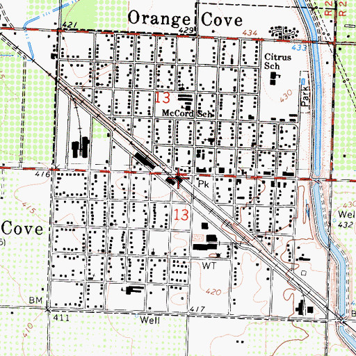 Topographic Map of Orange Cove, CA