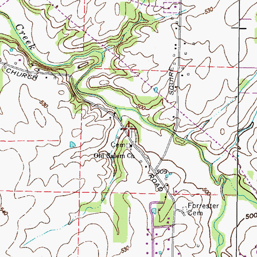 Topographic Map of Old Salem Cemetery, KY
